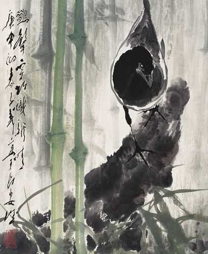 王子武 1980年作 节节报喜 立轴